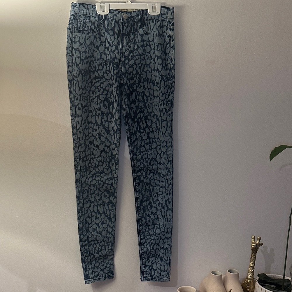 Zara Blue Patterned Women Jeggings - Preloved
